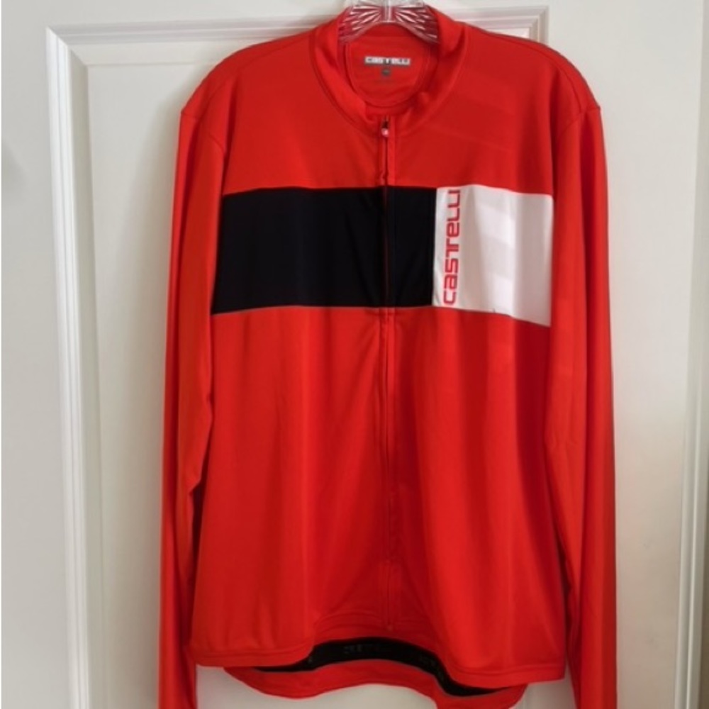 Castelli men's cycling long-sleeve jersey, 3xl (US xl-2xl), new, orange